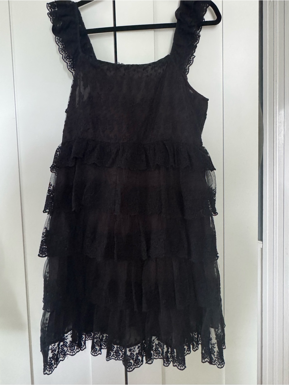 LoveShackFancy Federica
Tiered Mini Dress. Black. Sz large - Picture 4 of 10